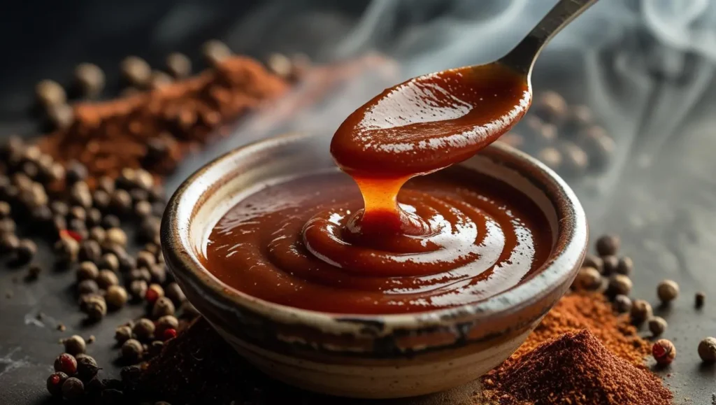 The Ultimate Guide to BBQ Sauce: Styles, Regions & When to Use Each 183 Tangy Memphis BBQ sauce in a bowl with dry rub spices