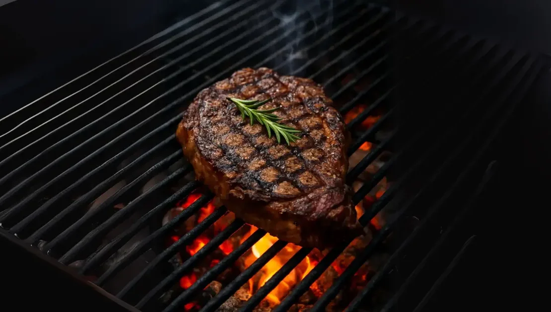 alt="Grill ribeye steak on charcoal grill step by step"