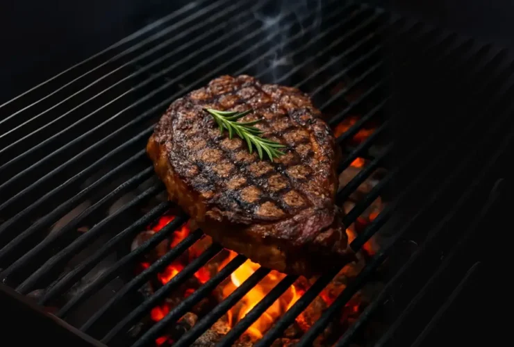 alt="Grill ribeye steak on charcoal grill step by step"