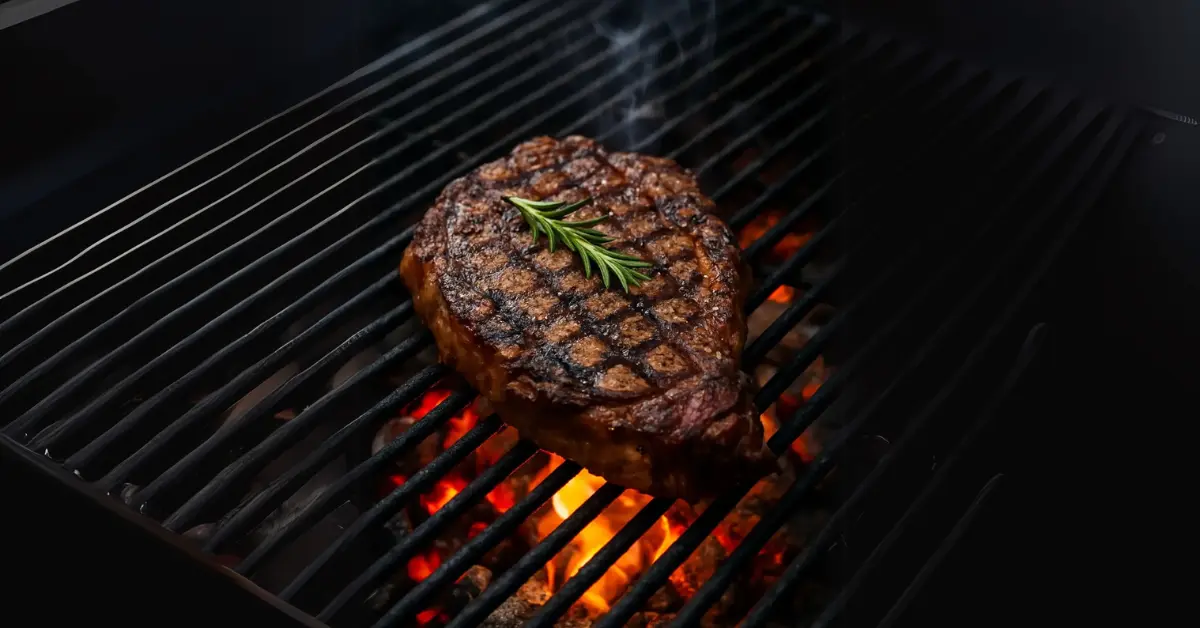 alt="Grill ribeye steak on charcoal grill step by step"