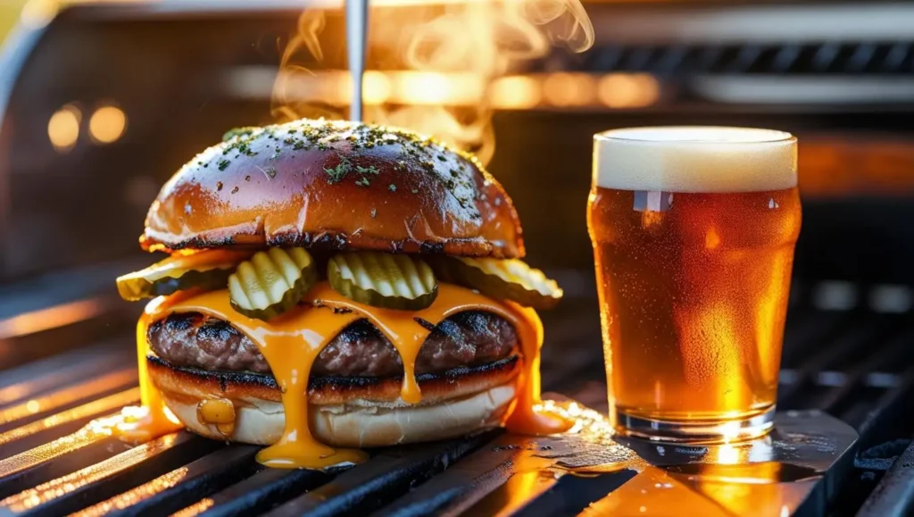 Grilled smash burger with IPA – bold and beefy pairing