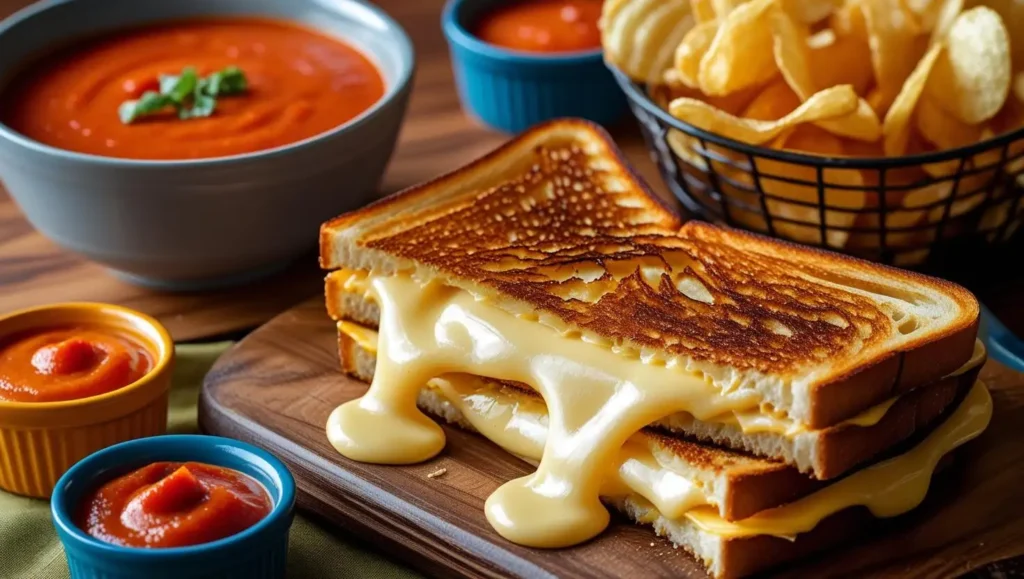 How to Make the Perfect Grilled Cheese and Tomato Sandwich (Plus Expert Tips & Creative Variations) 183 Grilled cheese with sides like soup and chips