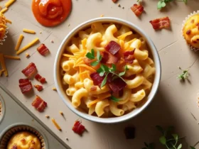 Kraft Mac & Cheese Cups with creative add-ins on a kitchen counter