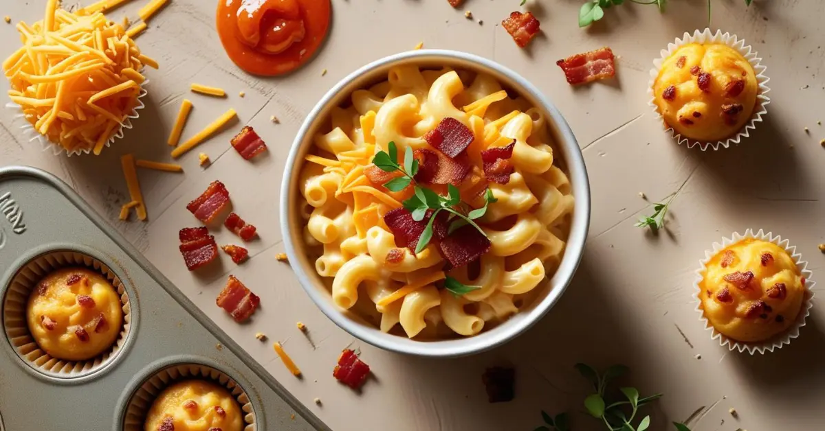 Kraft Mac & Cheese Cups with creative add-ins on a kitchen counter