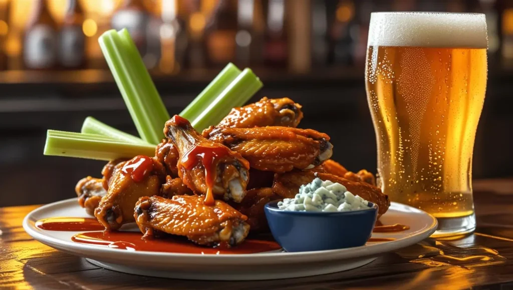 Spicy wings paired with wheat beer