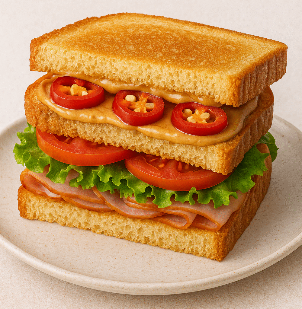 25+ Creative Peanut Butter Sandwich Ideas (With Recipes, Pairings & Hacks) 184 Multigrain peanut butter sandwich layered with turkey slices, crispy bacon, lettuce, and a drizzle of sriracha.